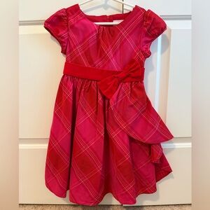 Girls Red Plaid Holiday Dress with Bow – Size 6